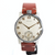 Watch with a brown leather strap on a white background
