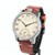 Hamilton watch with a brown leather strap on a white background
